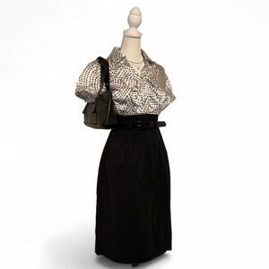 black & white polka dot belted dress – size S